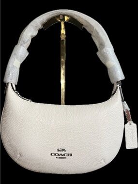 Coach Peyton Pebbled Leather Chalk Crescent Hobo Shoulder Bag w/ Hang Tag - NWT